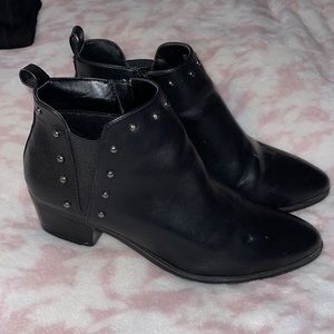 black studded ankle booties